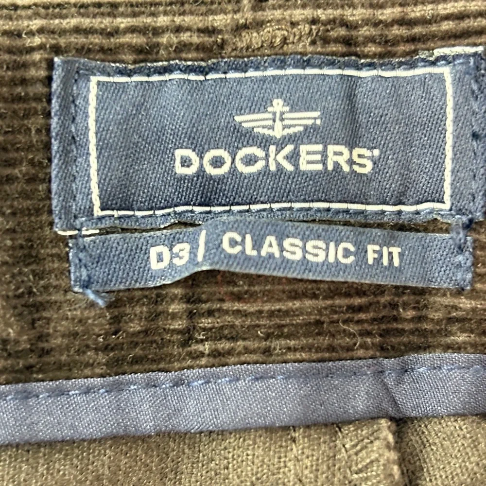Dockers Mens Corduroy Pants 34x34 Brown D3 Classic Fit Pleated Plush Cord NEW